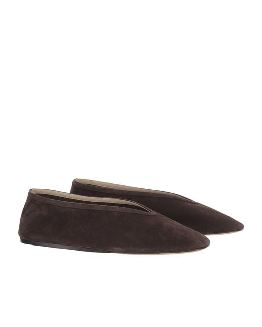 Le Monde Beryl Brown Suede Tapered-Toe Slippers
