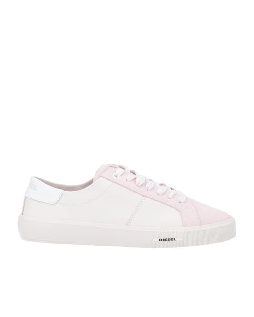 DIESEL White Solid Color Sneakers
