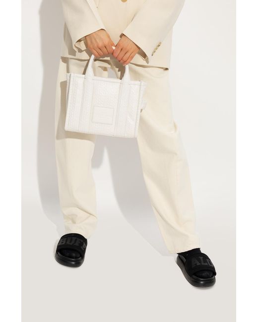 Marc Jacobs White Monogram Debossed Small Tote Bag