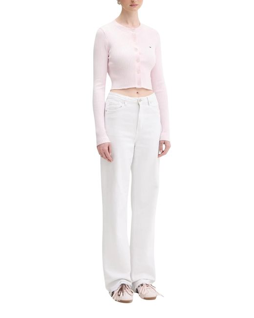 Tommy Hilfiger White Button-Up Sweater