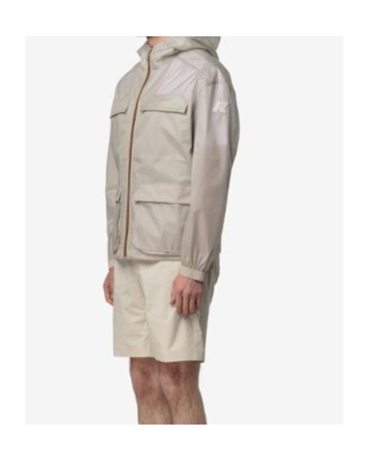 K-Way Gray Hooded Pocket Jacket for men