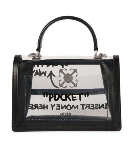 Off-White c/o Virgil Abloh Black Jitney 1.4 Transparent-Design Tote Bag