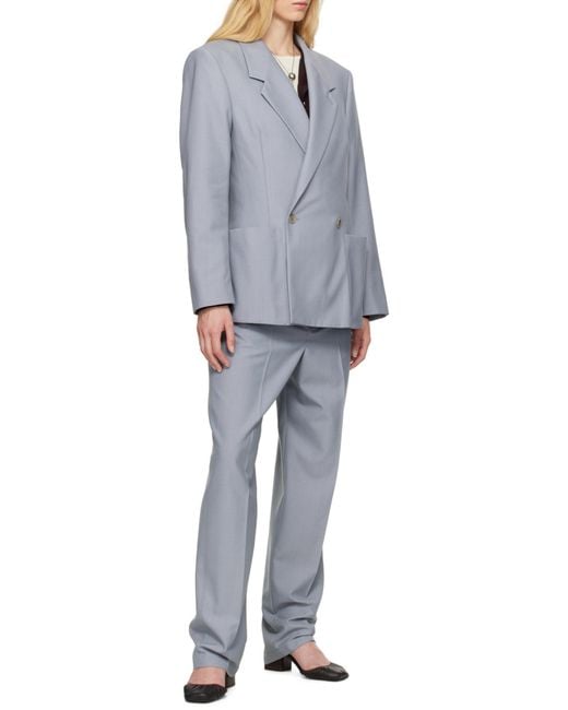 Lemaire Gray Long-Sleeved Double-Breasted Blazer