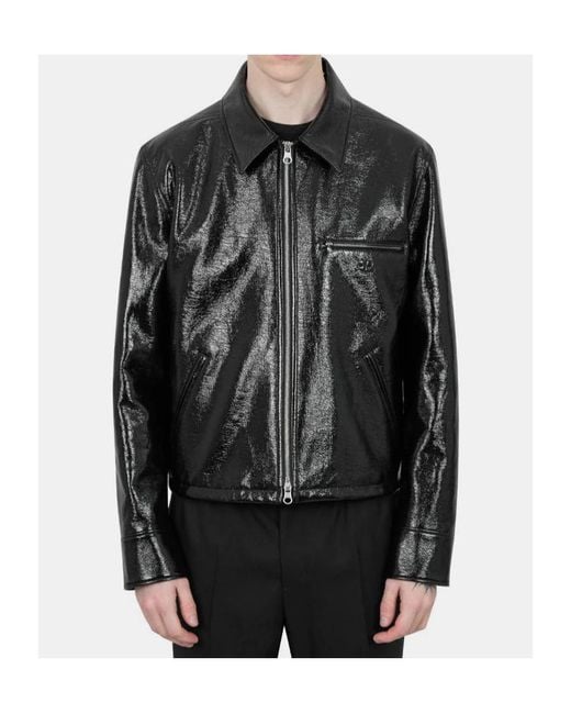 Courreges Black Courrèges Logo Embossed Zip-Up Vinyl Jacket for men