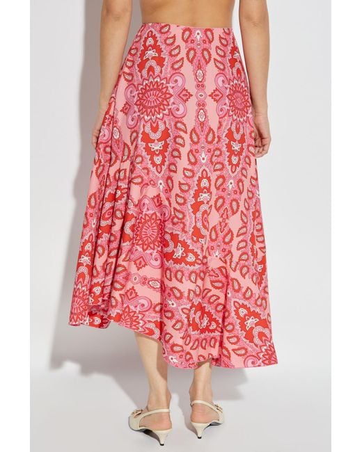 Etro Red Printed Midi Skirt