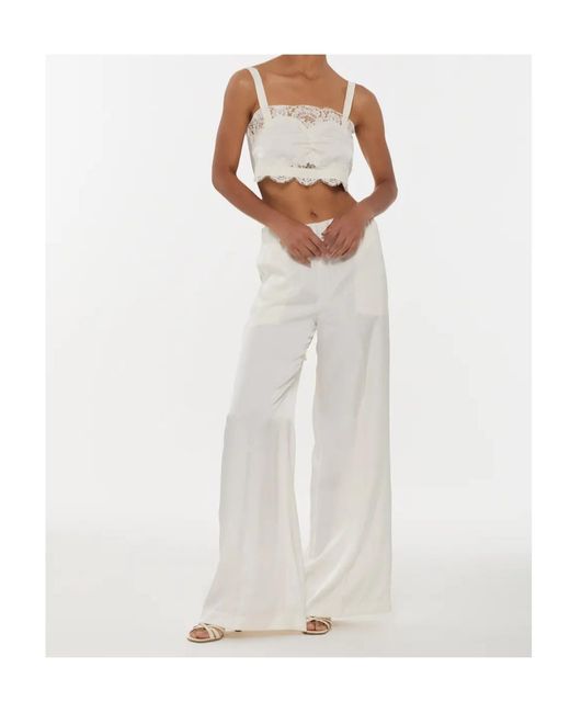 P.A.R.O.S.H. White Paky Lace-Detail Bow Top