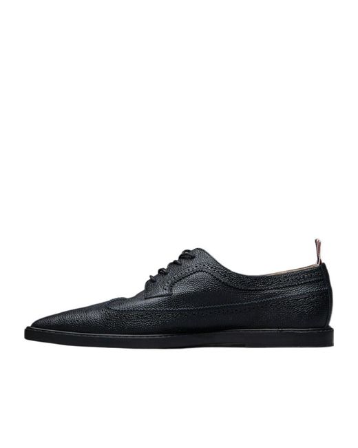 Thom Browne Black Pointed -Toe Leather Brogues