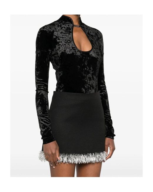 Versace Jeans Black Couture Keyhole Long-Sleeve Top