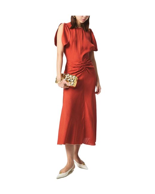 Victoria Beckham Tailored Ruched Front Midi Dress