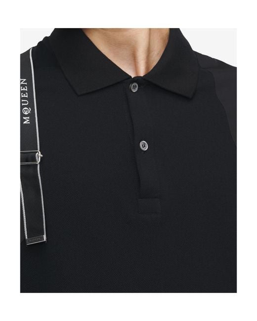 McQueen Black 'Harness' Polo Shirt for men