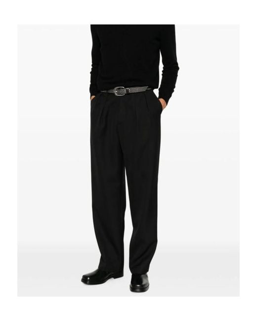 Nine:inthe:morning Black Kai Pleated Straight-Leg Trousers for men