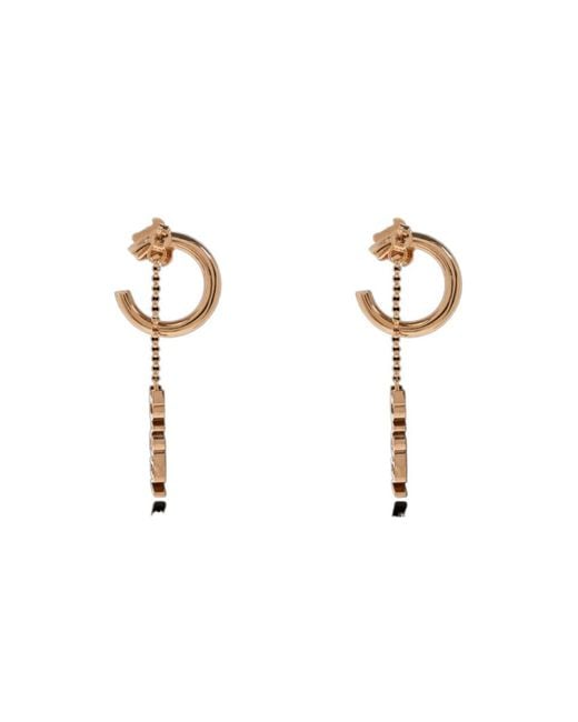 Versace White Long Logo Earrings