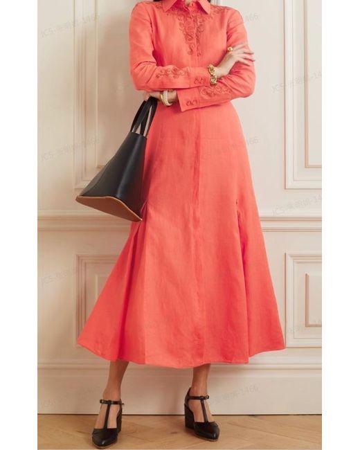 Gabriela Hearst Red Long-Sleeved Dress