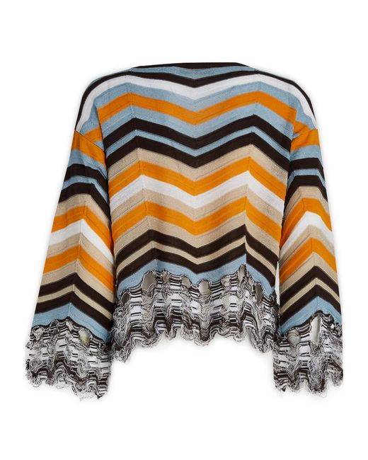 Jucca Multicolor Chevron Fringe Knitted Sweater