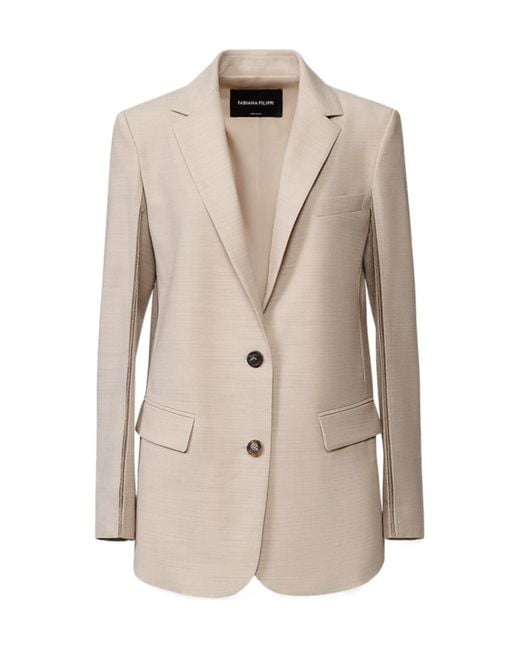 Fabiana Filippi Natural Long-Sleeve Suit Jacket