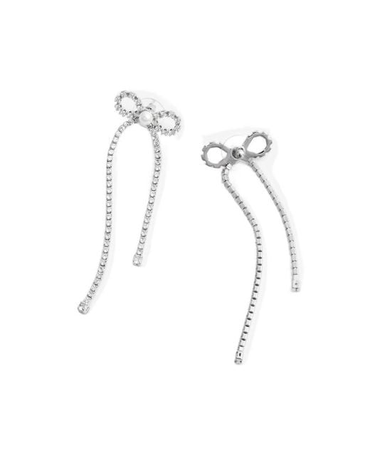 Self-Portrait White Embellished Droplet Bow Earrings