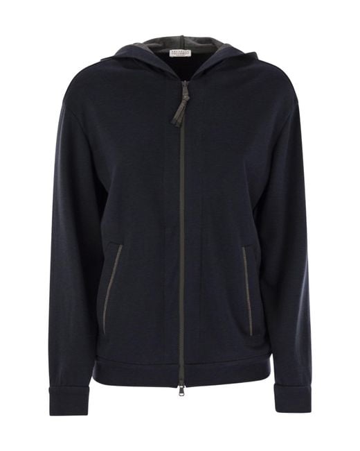 Brunello Cucinelli Black Zip-Up Hoodie