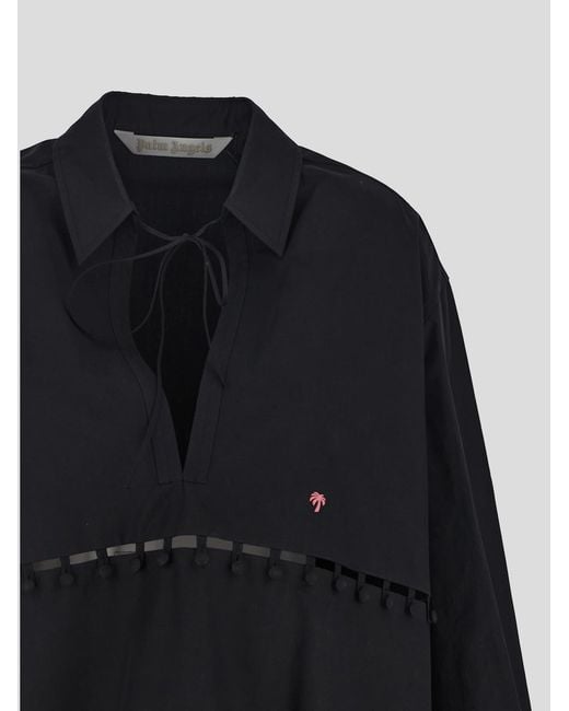 Palm Angels Blue Buttons Detail Shirt Dress