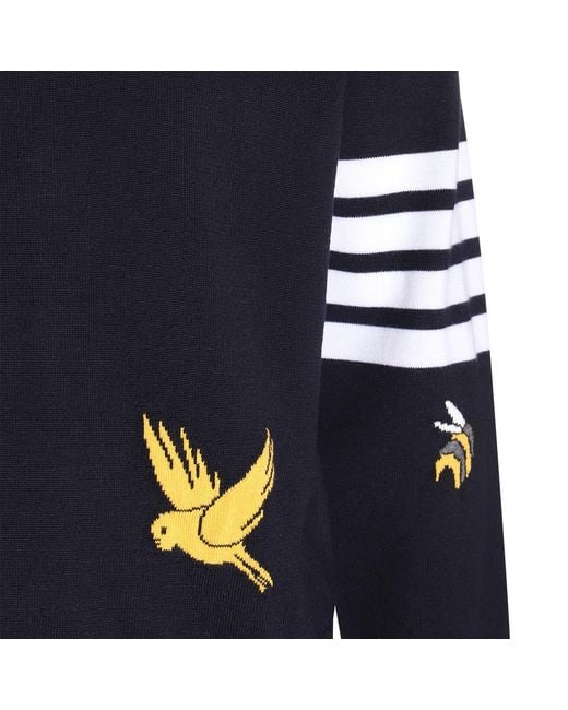 Thom Browne Blue Fine Knit Crewneck Jumper for men
