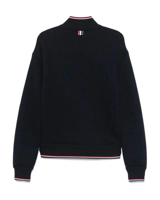 Thom Browne Black Rwb-Stripe Knitted Jacket for men
