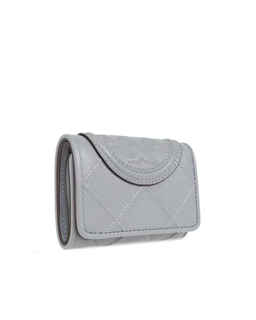 Tory Burch Gray Double T-Embossed Leather Wallet