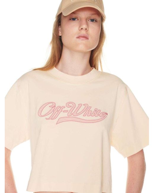 Off-White c/o Virgil Abloh Natural Crewneck Cropped T-Shirt