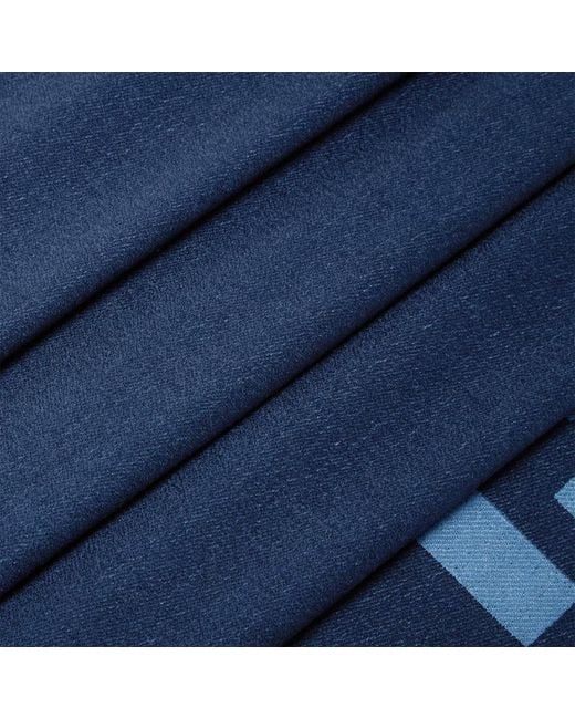 Fendi Blue Ff Motif Fringed Scarf for men