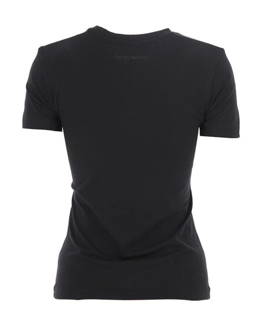 Emporio Armani Black Round Collar Logo T-Shirt
