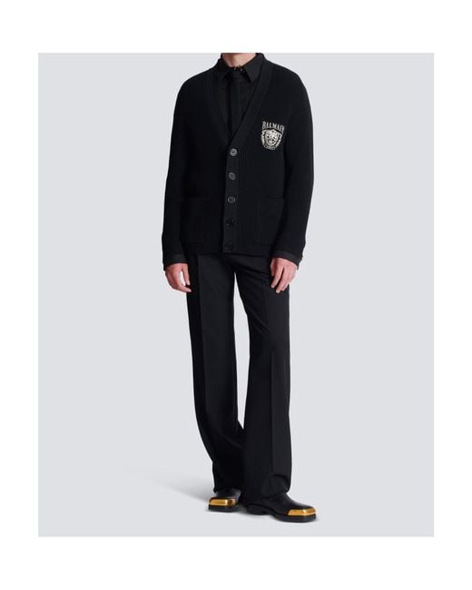 Balmain Blue Tube Knit Cardigan for men
