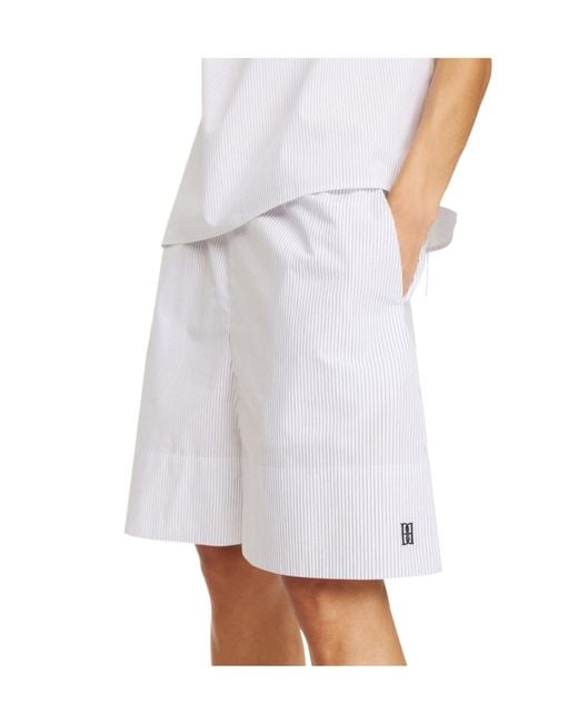 By Malene Birger White Siona Striped Shorts