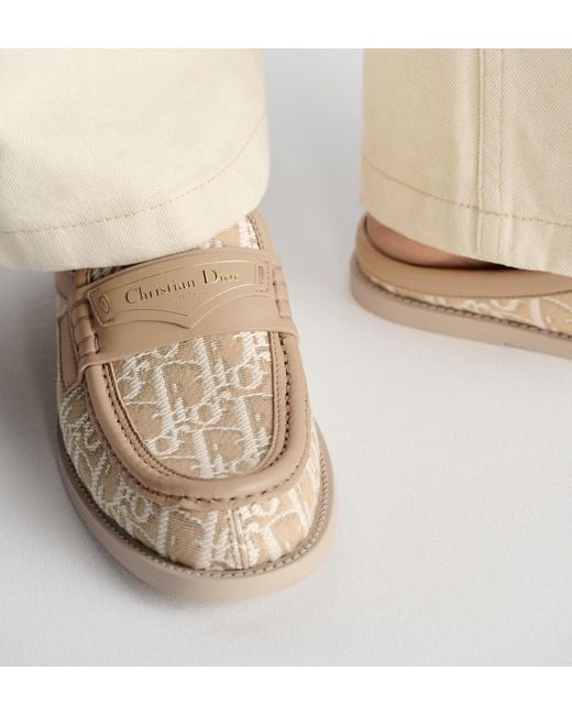 Dior Christian Logo Jacquard Slip-On Sandals in White | Lyst