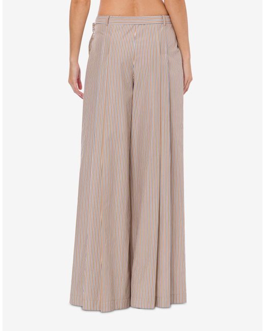 Alberta Ferretti Multicolor Striped Pleated Wide-Leg Trousers