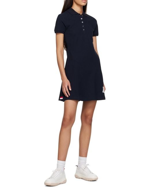 Thom Browne Black Pique Short-Sleeve Tennis Dress