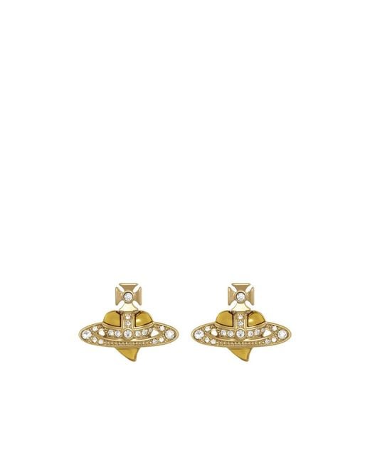 Vivienne Westwood Metallic New Diamante Heart Stud Earrings