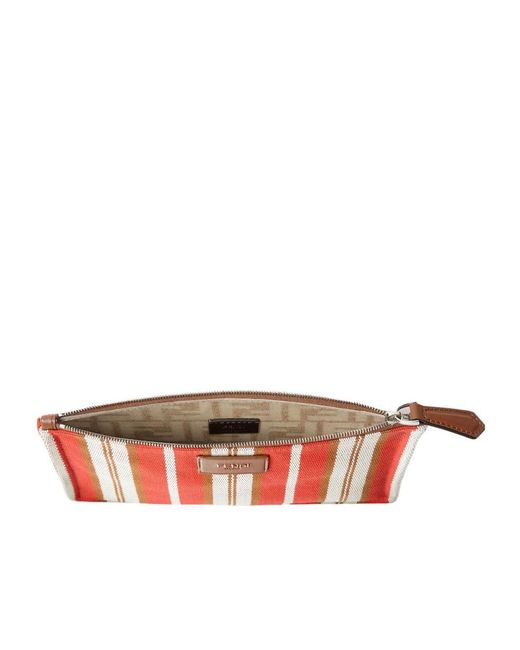 Fendi Red Striped Canvas Pouch for men