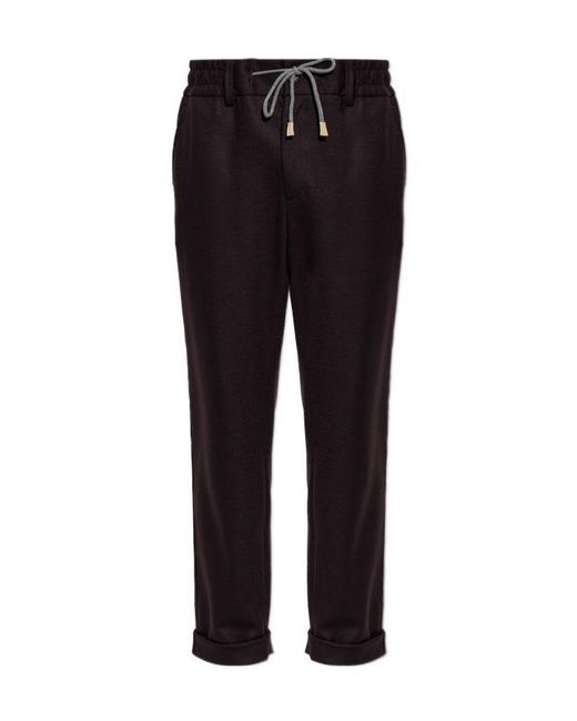 Eleventy Black Drawstring Casual Pants for men