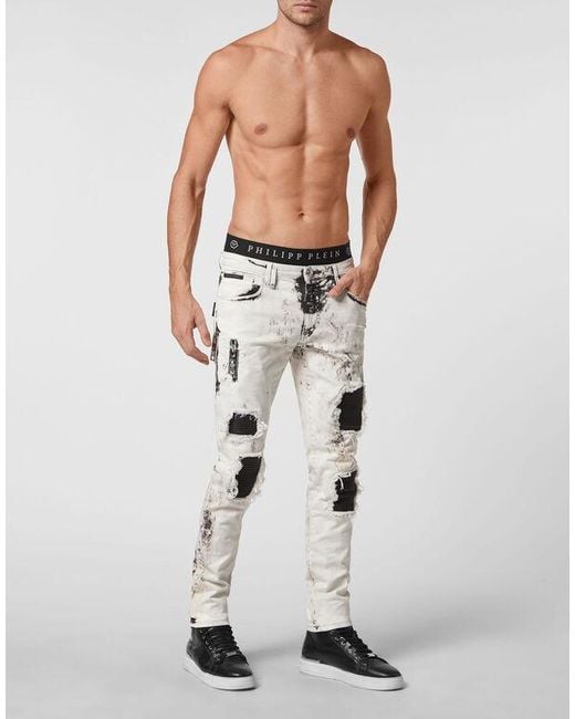 Philipp Plein Gray Denim Trousers Rock Star Fit for men