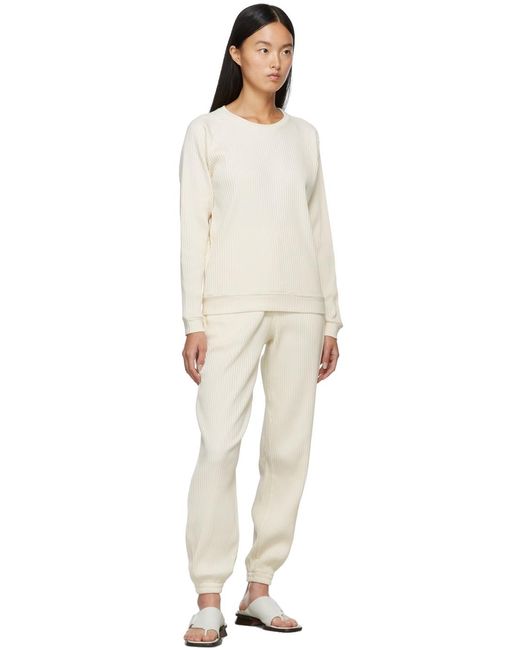 Baserange White Crew Neck Ribbed Sweatshirt