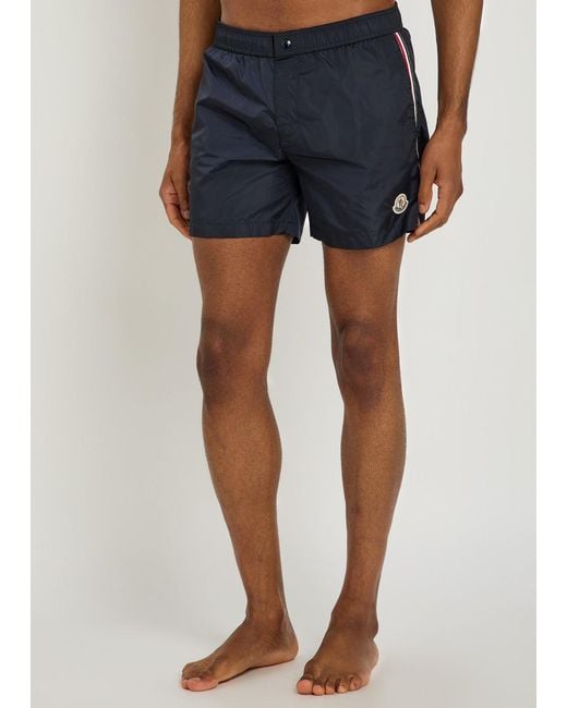 Moncler Blue Striped Swim Trunks for men