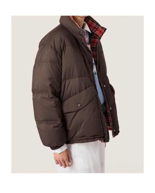 Miu Miu Brown Zip-Up Reversible Down Jacket