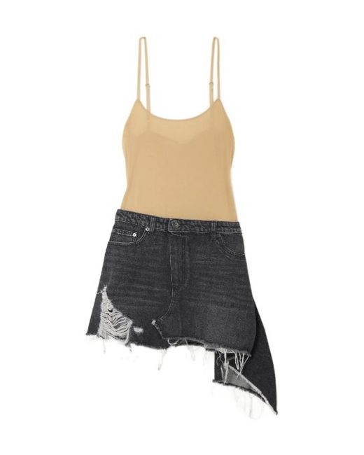 J.W. Anderson White Deconstructed Asymmetric Cotton-Jersey And Denim Mini Dress
