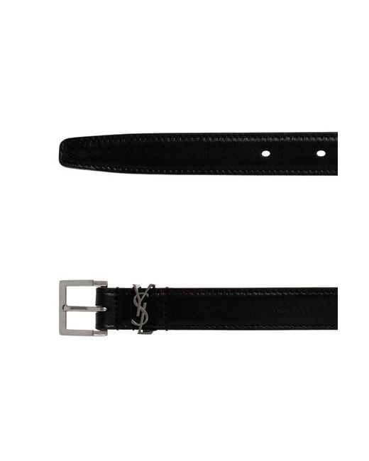 Saint Laurent White Logo Plaque Buckled Belt for men