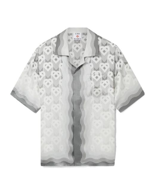 Casablanca Gray Gradient Heart Monogram Satin Shirt for men