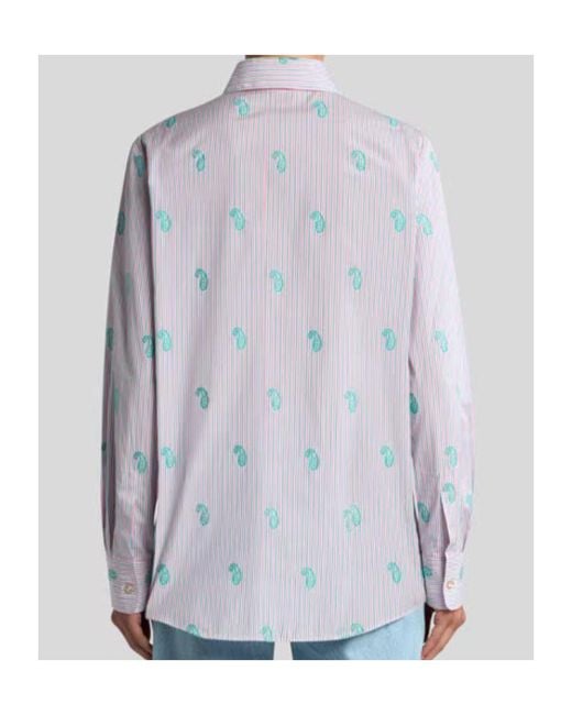 Etro Purple Striped Paisley Shirt