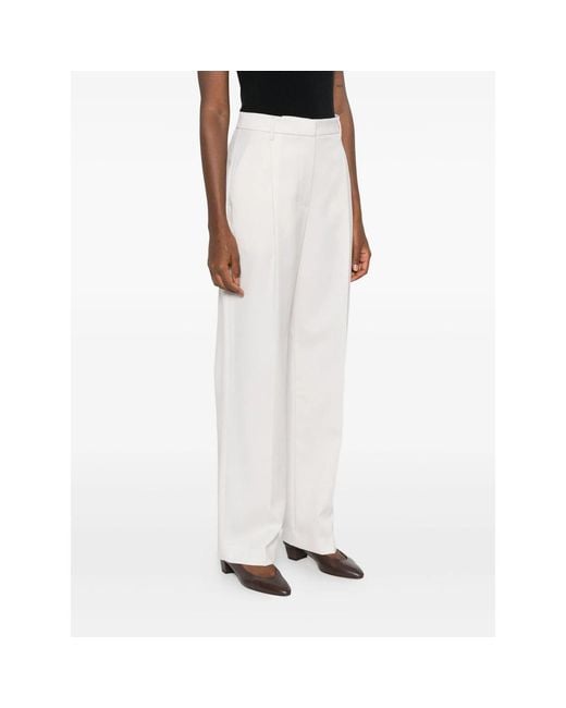 Brunello Cucinelli White Pleated Straight Leg Pants