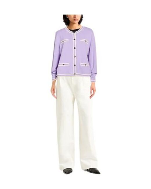 Tory Burch Purple Plain Colour Cardigans