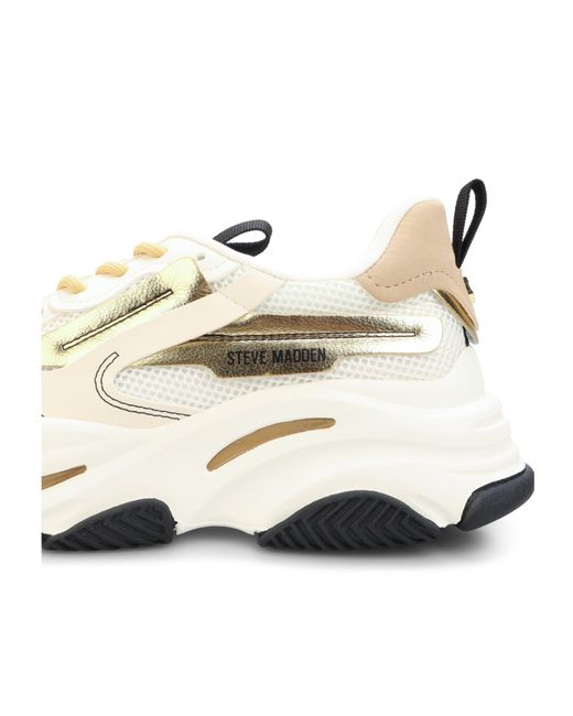 Steve Madden White Mesh-Paneled Dad Sneakers