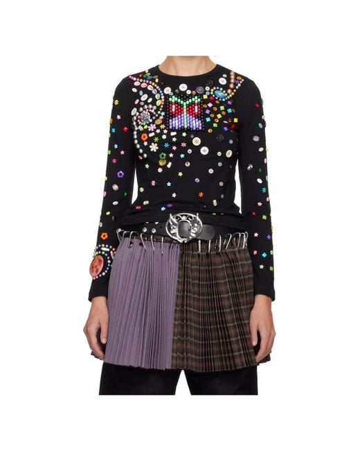 Chopova Lowena Black Night Defunct Beaded T-Shirt