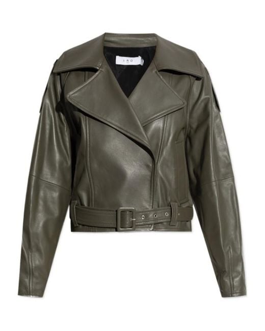 IRO Women's Green Belted Leather Jacket