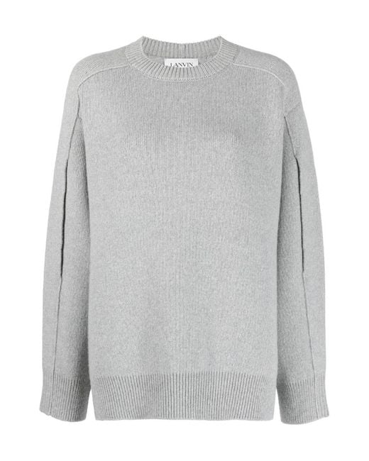 Lanvin Gray Round-Neck Cape-Back Jumper